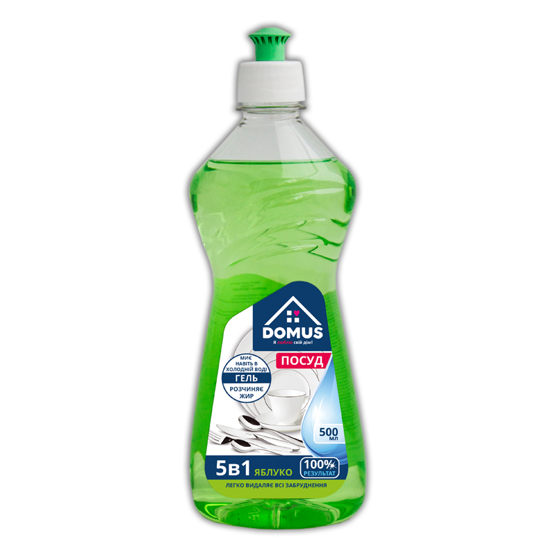 Засіб для ручного миття посуду DOMUS ЯБЛУКО, 0,5л